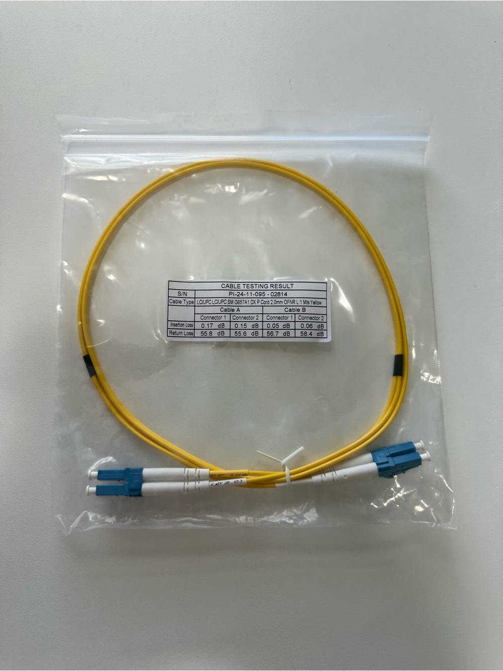 LC/UPC LC single mode fiber optic cable 1m G657A1 duplex SM yellow